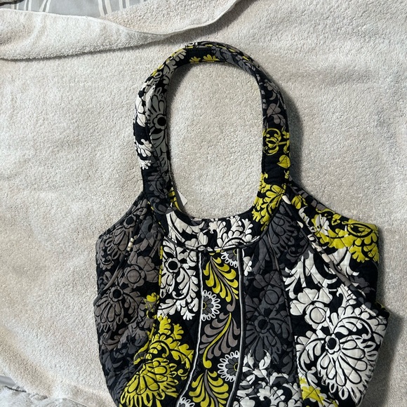 Vera Bradley Baroque Hobo Shoulder Bag Purse Yellow Black Gray. Like new - Picture 3 of 4